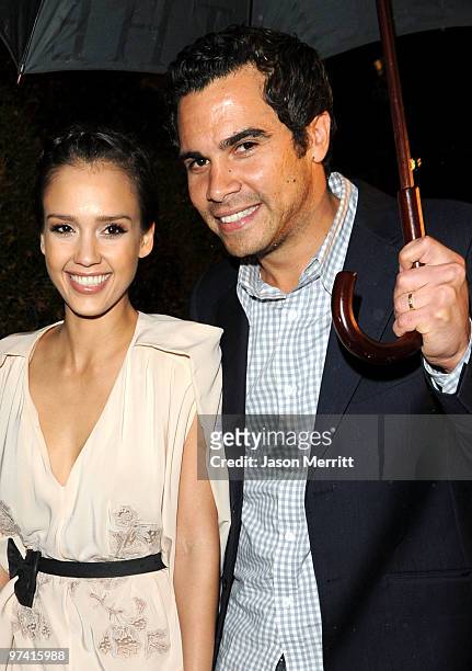 Actress Jessica Alba and Cash Warren arrive at Global Green USA's 7th Annual Pre-Oscar Party at Avalon on March 3, 2010 in Hollywood, California.