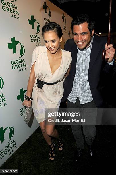 Actress Jessica Alba and Cash Warren arrive at Global Green USA's 7th Annual Pre-Oscar Party at Avalon on March 3, 2010 in Hollywood, California.