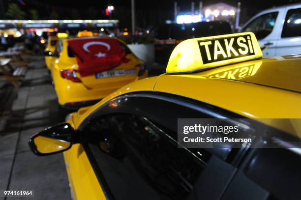 June 10: Turkish taxi drivers gather with their cars in protest at the presence of Uber in Turkey, at a late-night political rally addressed by Prime...