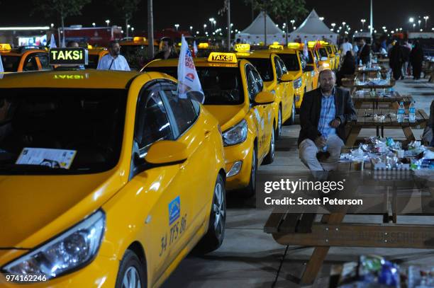 June 10: Turkish taxi drivers gather with their cars in protest at the presence of Uber in Turkey, at a late-night political rally addressed by Prime...