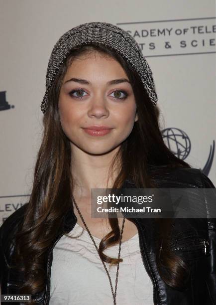 Sarah Hyland arrives to the Academy Of Television Arts & Sciences Presents "An Evening With Modern Family" held at Leonard H. Goldenson Theatre on...