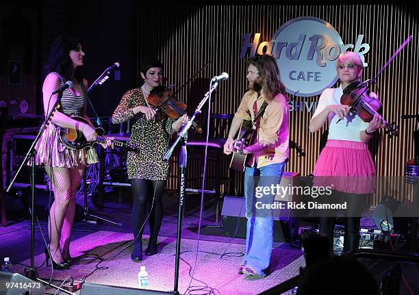 Country group Jypsi Amber Dawn Rische, Scarlett Rische, Frank Rische and Lillie Mae Rische perform at Hard Rock Cafe Nashville,To launch Hard Rock...