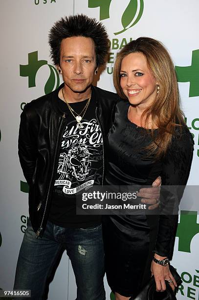 Musician Billy Morrison of Camp Freddy and guest arrive at Global Green USA's 7th Annual Pre-Oscar Party at Avalon on March 3, 2010 in Hollywood,...