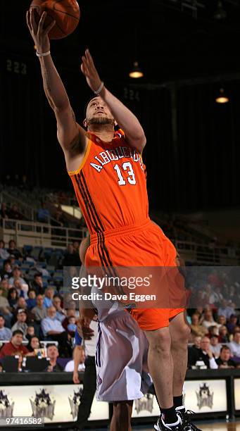 Antoine Agudio of the Albuquerque Thunderbirds takes the ball to the basket against the Dakota Wizards in the first half of their NBA D-League game...
