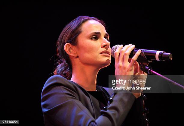 Actress/singer Mia Maestro performs onstage during Global Green USA's 7th Annual Pre-Oscar Party at Avalon on March 3, 2010 in Hollywood, California.