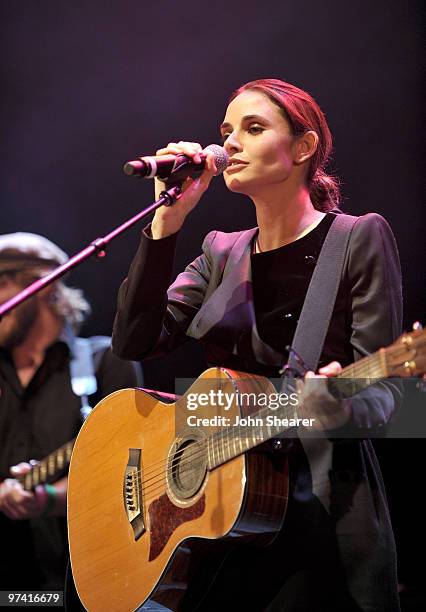 Actress/singer Mia Maestro performs onstage during Global Green USA's 7th Annual Pre-Oscar Party at Avalon on March 3, 2010 in Hollywood, California.