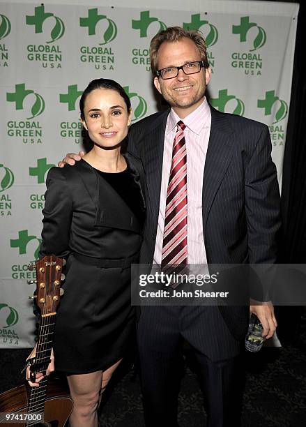 Actress/singer Mia Maestro and CEO of Global Green USA Matt Petersen attend Global Green USA's 7th Annual Pre-Oscar Party at Avalon on March 3, 2010...