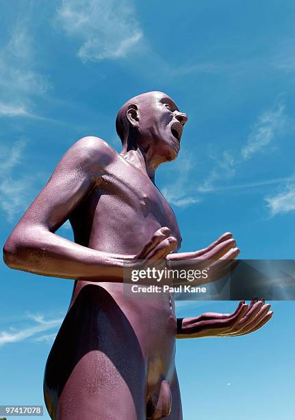 Anguish" by Gangadhar Mahato of India is displayed on the first day of the annual Sculpture by the Sea, Cottesloe outdoor art exhibition at Cottesloe...