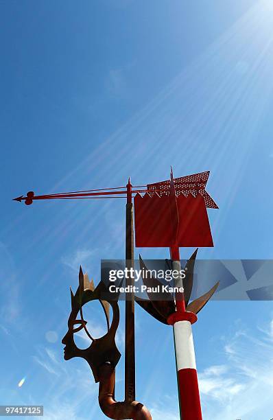 Siren" by Tony Jones of Western Australia is displayed on the first day of the annual Sculpture by the Sea, Cottesloe outdoor art exhibition at...