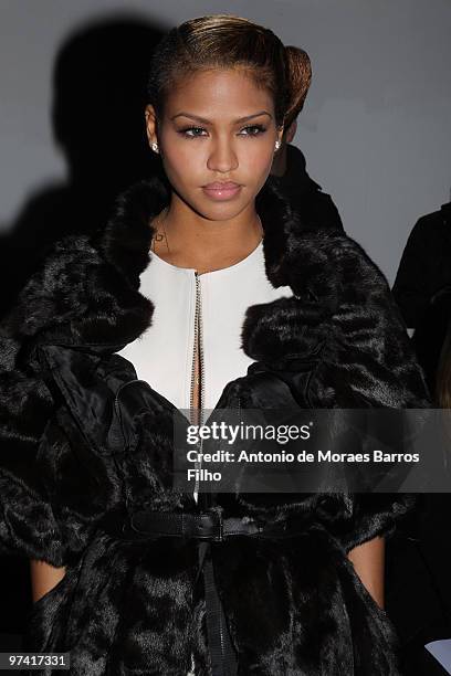 Cassie attends the Gareth Pugh Ready to Wear show during Paris Womenswear Fashion Week Fall/Winter 2011 at Palais De Tokyo on March 3, 2010 in Paris,...