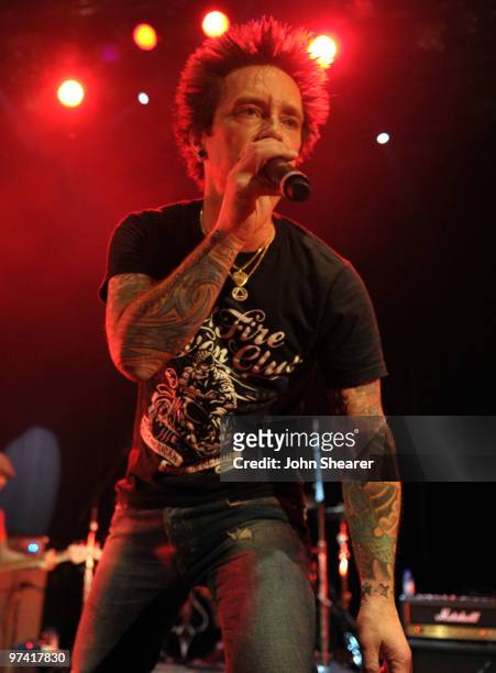 Musician Billy Morrison performs onstage during Global Green USA's 7th Annual Pre-Oscar Party at Avalon on March 3, 2010 in Hollywood, California.