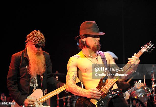 Musicians Billy Gibbons and Dave Navarro of Camp Freddy attend Global Green USA's 7th Annual Pre-Oscar Party at Avalon on March 3, 2010 in Hollywood,...