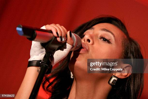 Solange Knowles performs at the This Day/Arise Magazine: African Collective during Mercedes-Benz Fashion Week Fall 2009 at The Plaza on February 13,...