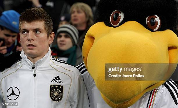 Toni Kroos of Germany is seen prior to the International Friendly match between Germany and Argentina at the Allianz Arena on March 3, 2010 in...