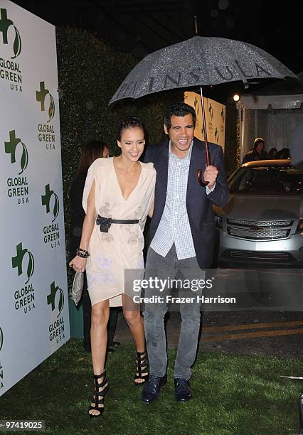 Actress Jessica Alba and husband Cash Warren arrive at the 7th Annual Global Green USA Pre-Oscar held at the Avalon on March 3, 2010 in Hollywood,...