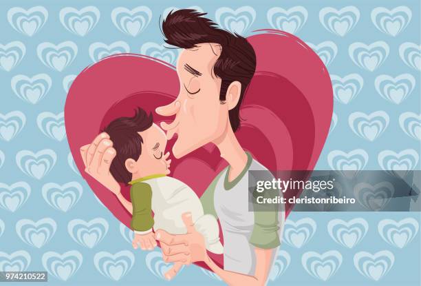 the father's day (kiss) - son playing stock illustrations