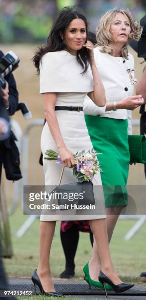 Meghan, Duchess of Sussex opens the new Mersey Gateway Bridge on June 14, 2018 in Widness, England.