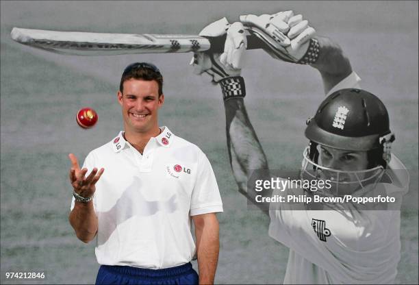 Andrew Strauss of England before the start of the ICC Champions Trophy, at Lord's Cricket Ground, London, September 2004.