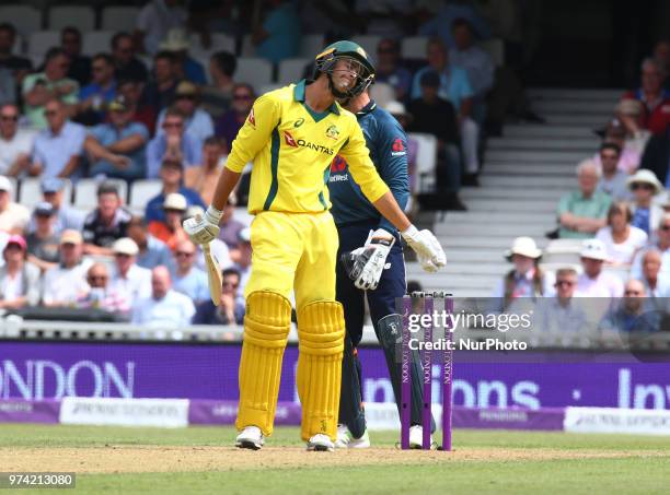 Ashton Agar of Australia during One Day International Series match between England and Australia at Kia Oval Ground, London, England on 13 June 2018.