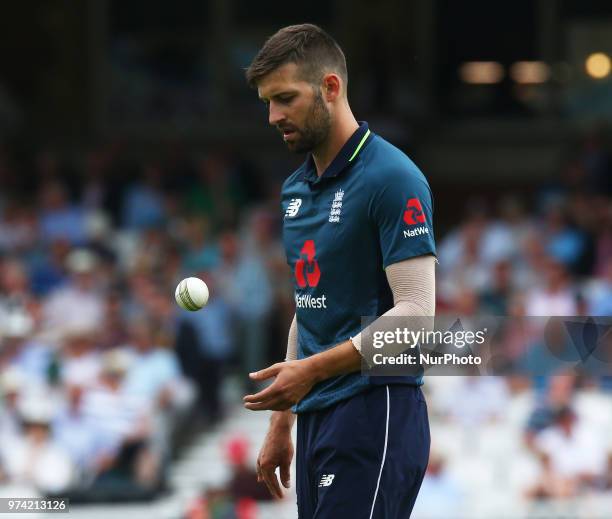 England's Mark Wood during One Day International Series match between England and Australia at Kia Oval Ground, London, England on 13 June 2018.