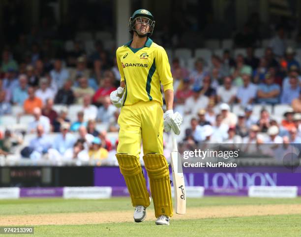 Ashton Agar of Australia during One Day International Series match between England and Australia at Kia Oval Ground, London, England on 13 June 2018.