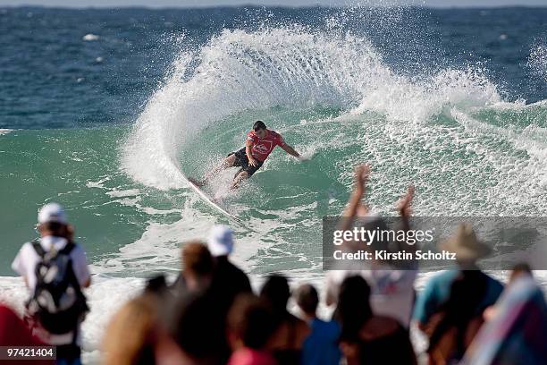 Joel Parkinson of Australia competes in the Quiksilver Pro 2010 as part of the ASP World Tour at Snapper Rocks on March 4, 2010 in Coolangatta,...