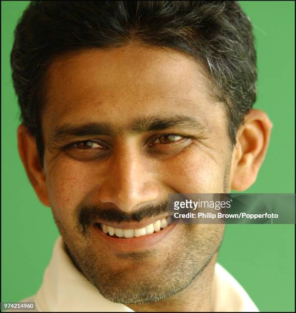 Anil Kumble of India during the India cricket team photocall at Lord's Cricket Ground, London, 20th June 2002.