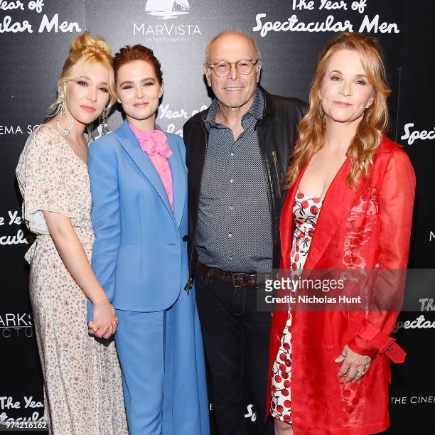 Actors Madelyn Deutch, Zoey Deutch, Howard Deutch and Lea Thompson attends "The Year Of Spectacular Men" New York Premiere at The Landmark at 57 West...