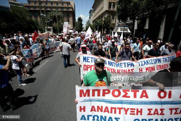 Anti-austerity rally in Athens, Greece on June 14, 2018 against the voting of the new multi bill.