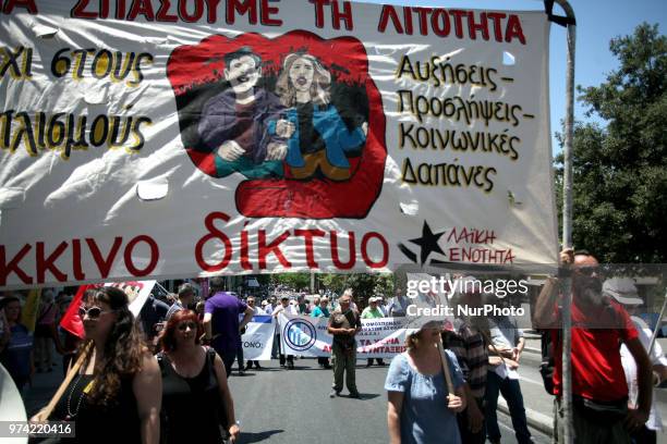 Anti-austerity rally in Athens, Greece on June 14, 2018 against the voting of the new multi bill.