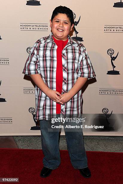 Actor Rico Rodriguez arrives at the Academy of Television Arts & Sciences' Evening with "Modern Family" at Leonard H. Goldenson Theatre on March 3,...