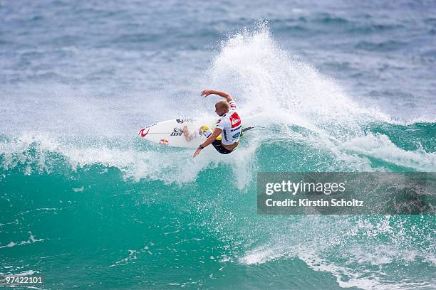 Mick Fanning of Australia competes in the Quiksilver Pro 2010 as part of the ASP World Tour at Snapper Rocks on March 4, 2010 in Coolangatta,...