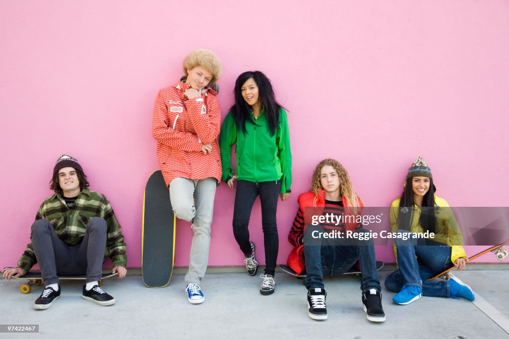 Skater kids hanging out