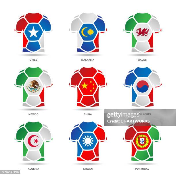 vektor-fußball-uniformen - soccer uniform stock-grafiken, -clipart, -cartoons und -symbole