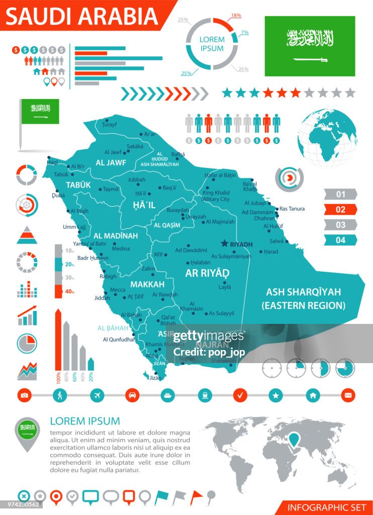 Map of Saudi Arabia - Infographic Vector