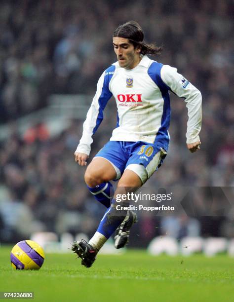 Pedro Mendes of Portsmouth in action during the Barclays Premiership match between West Ham United and Portsmouth at Upton Park in London on December...