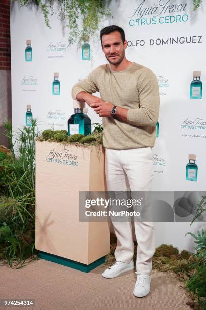 Spanish Olympic Medalist Saul Craviotto presents 'Agua Fresca Citrus Cedro' fragance by Adolfo Dominguez on June 14, 2018 in Madrid, Spain.