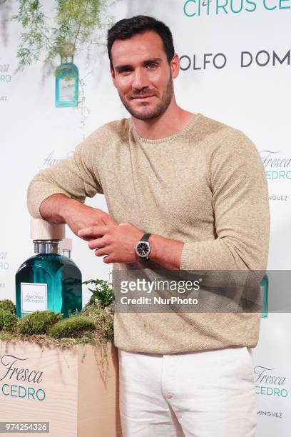 Spanish Olympic Medalist Saul Craviotto presents 'Agua Fresca Citrus Cedro' fragance by Adolfo Dominguez on June 14, 2018 in Madrid, Spain.