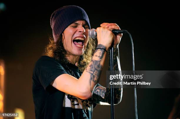 Ville Valo of Him performs on stage at the Festival Hall on 27th March 2008 in Melbourne, Australia.