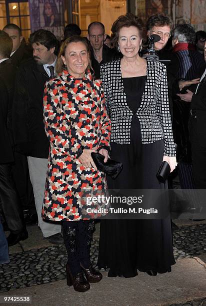 Miuccia Prada and Letizia Moratti attend Vogue.it during Milan Fashion Week Womenswear Autumn/Winter 2010 on February 26, 2010 in Milan, Italy.