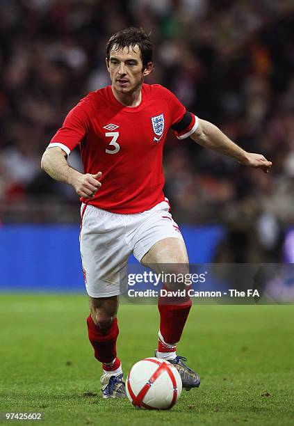 Leighton Baines of England in action during the International Friendly match between England and Egypt at Wembley Stadium on March 3, 2010 in London,...