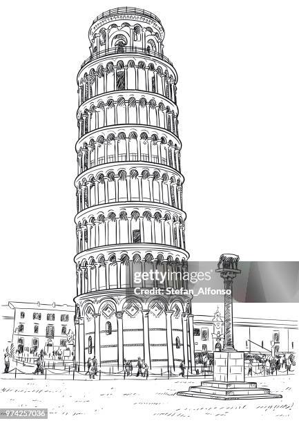 bildbanksillustrationer, clip art samt tecknat material och ikoner med lutande tornet i pisa - leaning tower of pisa