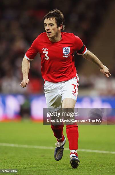 Leighton Baines of England in action during the International Friendly match between England and Egypt at Wembley Stadium on March 3, 2010 in London,...