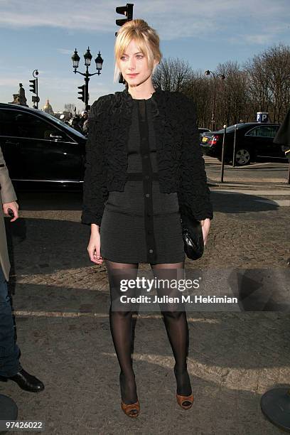 Melanie Laurent attends the Balenciaga Ready to Wear show as part of the Paris Womenswear Fashion Week Fall/Winter 2011 at Hotel Crillon on March 4,...