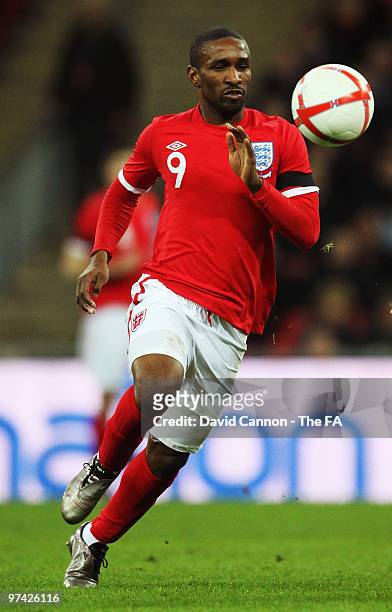 Jermain Defoe of England in action during the International Friendly match between England and Egypt at Wembley Stadium on March 3, 2010 in London,...