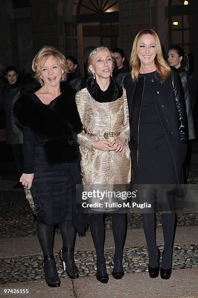 Alberta Ferretti, Franca Sozzani and Frida Giannini attend Vogue.it during Milan Fashion Week Womenswear Autumn/Winter 2010 on February 26, 2010 in...