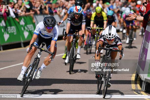 Sprint / Arrival / Coryn Rivera of The United States and Team Sunweb / Marianne Vos of The Netherlands and Waowdeals Pro Cycling Team / Christine...