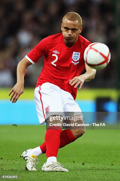 Wes Brown of England in action during the International Friendly match between England and Egypt at Wembley Stadium on March 3, 2010 in London,...