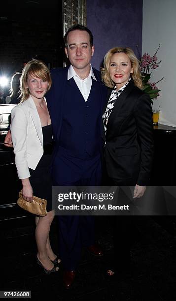 Lisa Dillon, Matthew Macfadyen, Kim Cattrall attend the "Private Lives" press night after party at Jewell bar, London. On March 03, 2010.