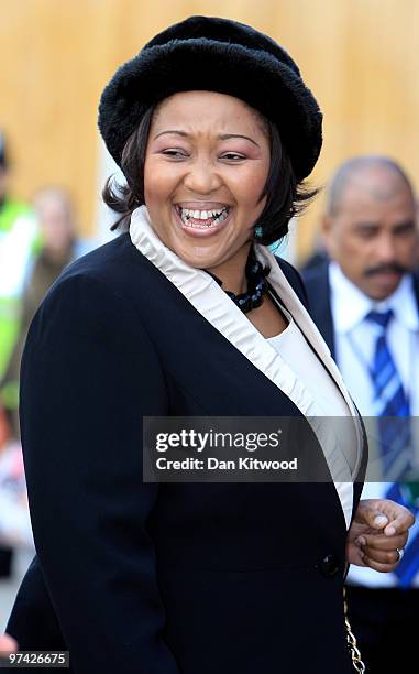 South African President Jacob Zumas wife Thobeka Madiba Zuma visits a Sainsburys Supermarket in North Greenwich on March 4, 2010 in London, England....